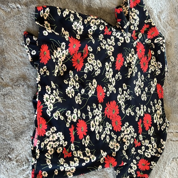 Madewell Tie Front Silky Floral Shirt - Picture 3 of 3